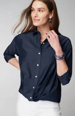Cotton-Silk Twist-Front Top