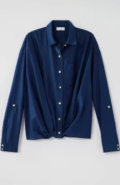 Cotton-Silk Twist-Front Top
