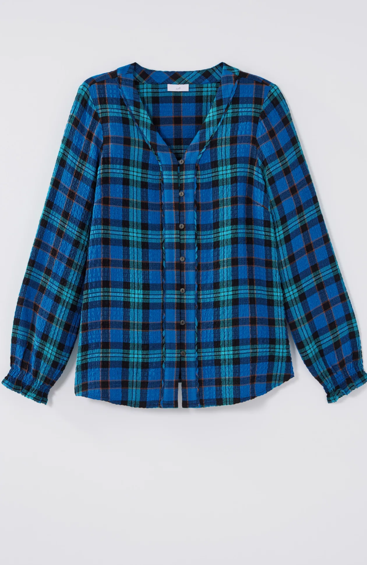 Crinkled Plaid Top