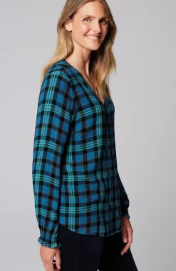 Crinkled Plaid Top