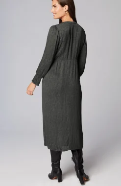 Crinkle-Textured Smocked-Sleeve Dress