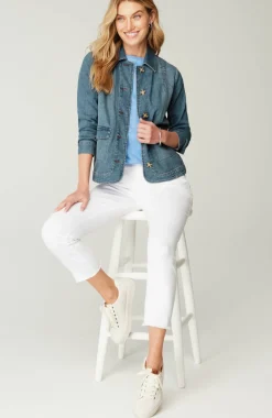Curved-Hem Denim Jacket