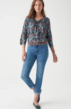 Delightful Garden Printed Satin Top