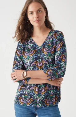 Delightful Garden Printed Satin Top