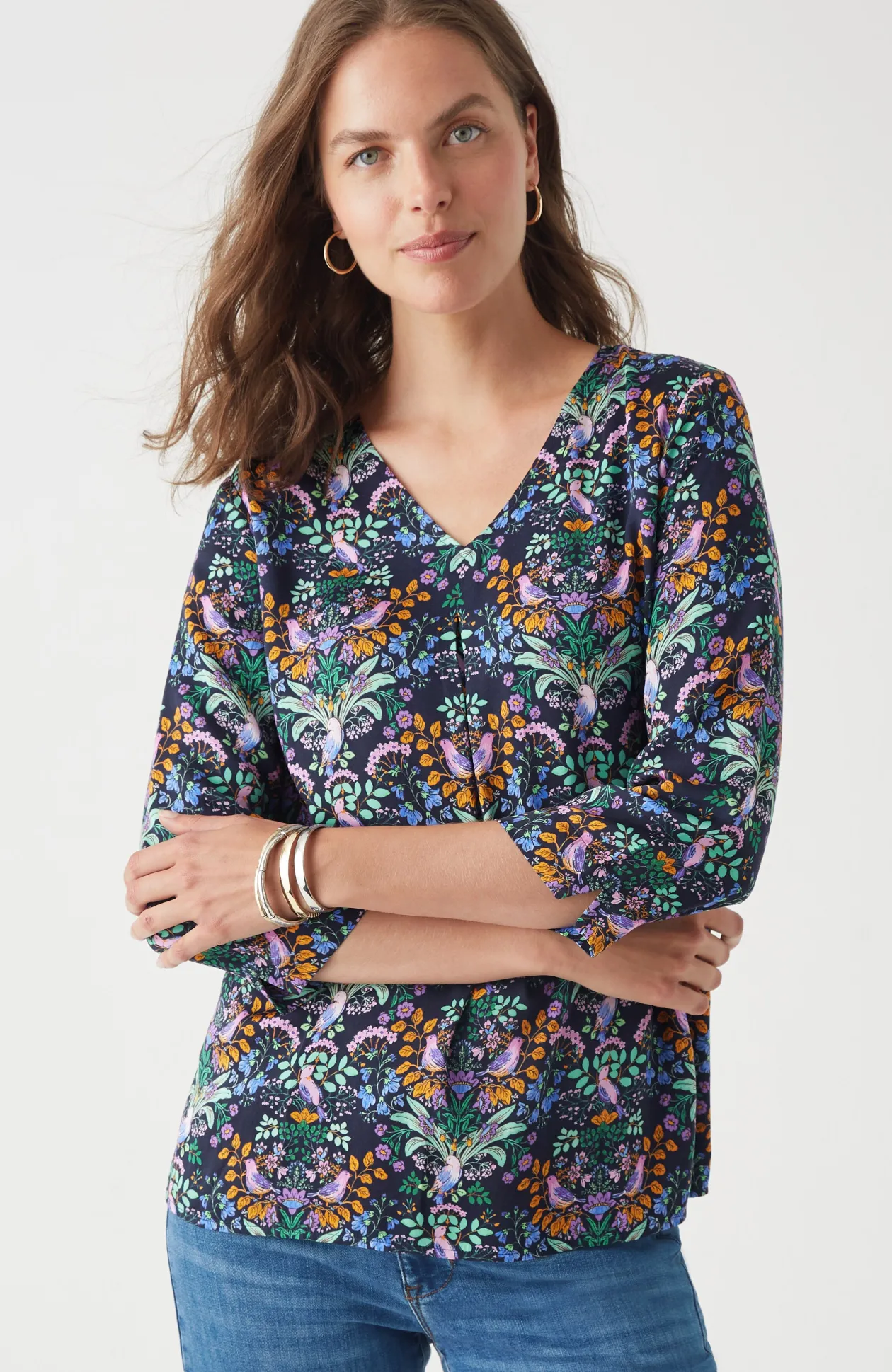 Delightful Garden Printed Satin Top