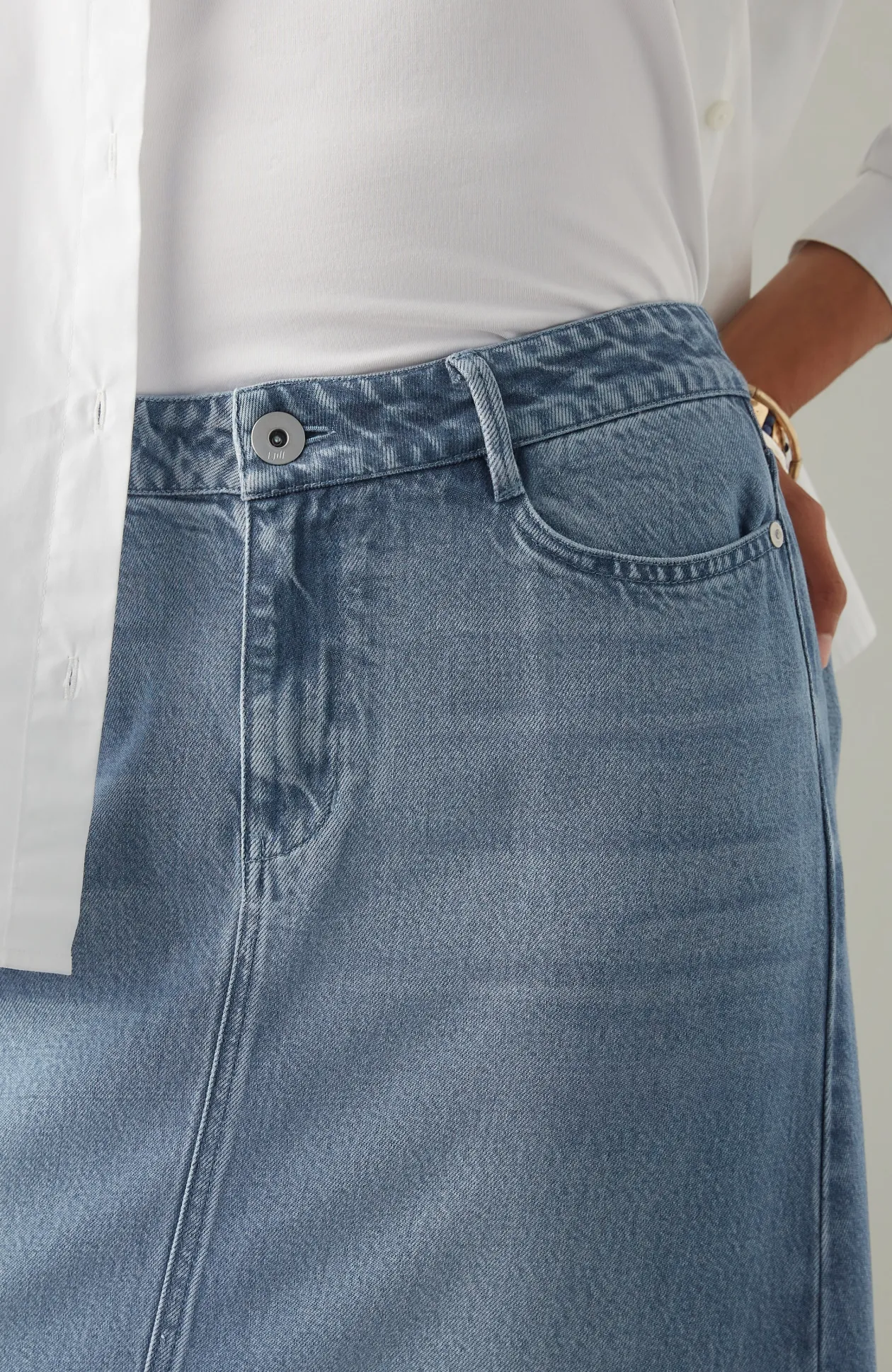 Denim A-Line Maxi Skirt