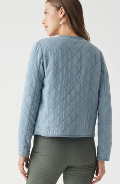 Diamond-Quilted Curved-Hem Jacket