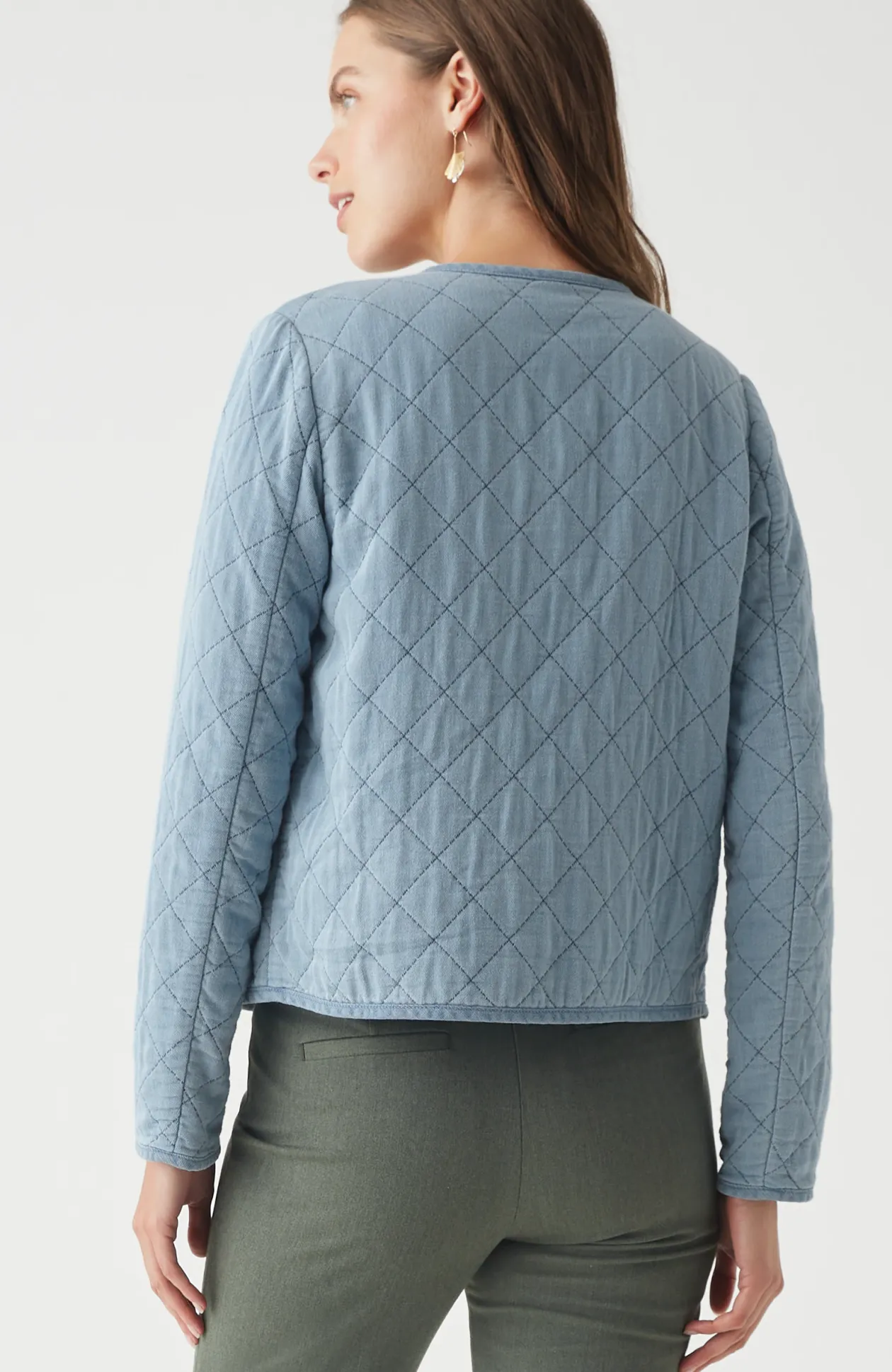 Diamond-Quilted Curved-Hem Jacket