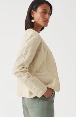 Diamond-Quilted Curved-Hem Jacket