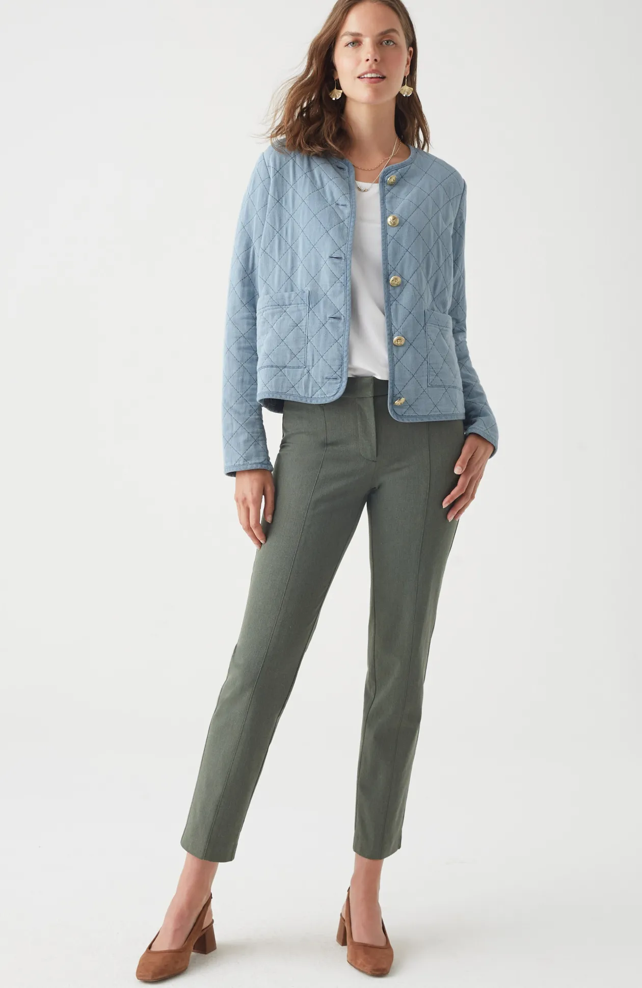 Diamond-Quilted Curved-Hem Jacket
