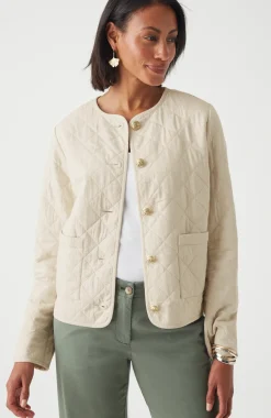 Diamond-Quilted Curved-Hem Jacket