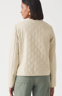 Diamond-Quilted Curved-Hem Jacket
