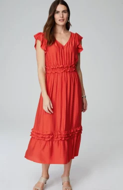 Elevated Ruffle-Trimmed Midi Dress