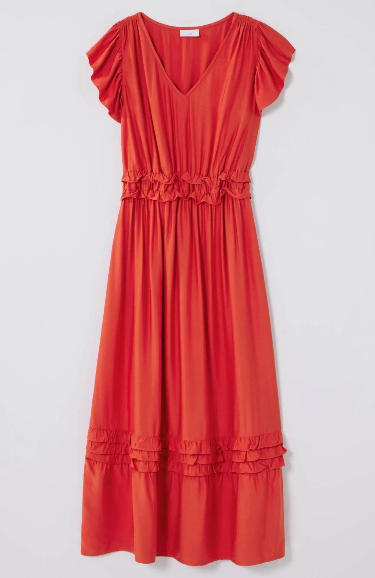 Elevated Ruffle-Trimmed Midi Dress