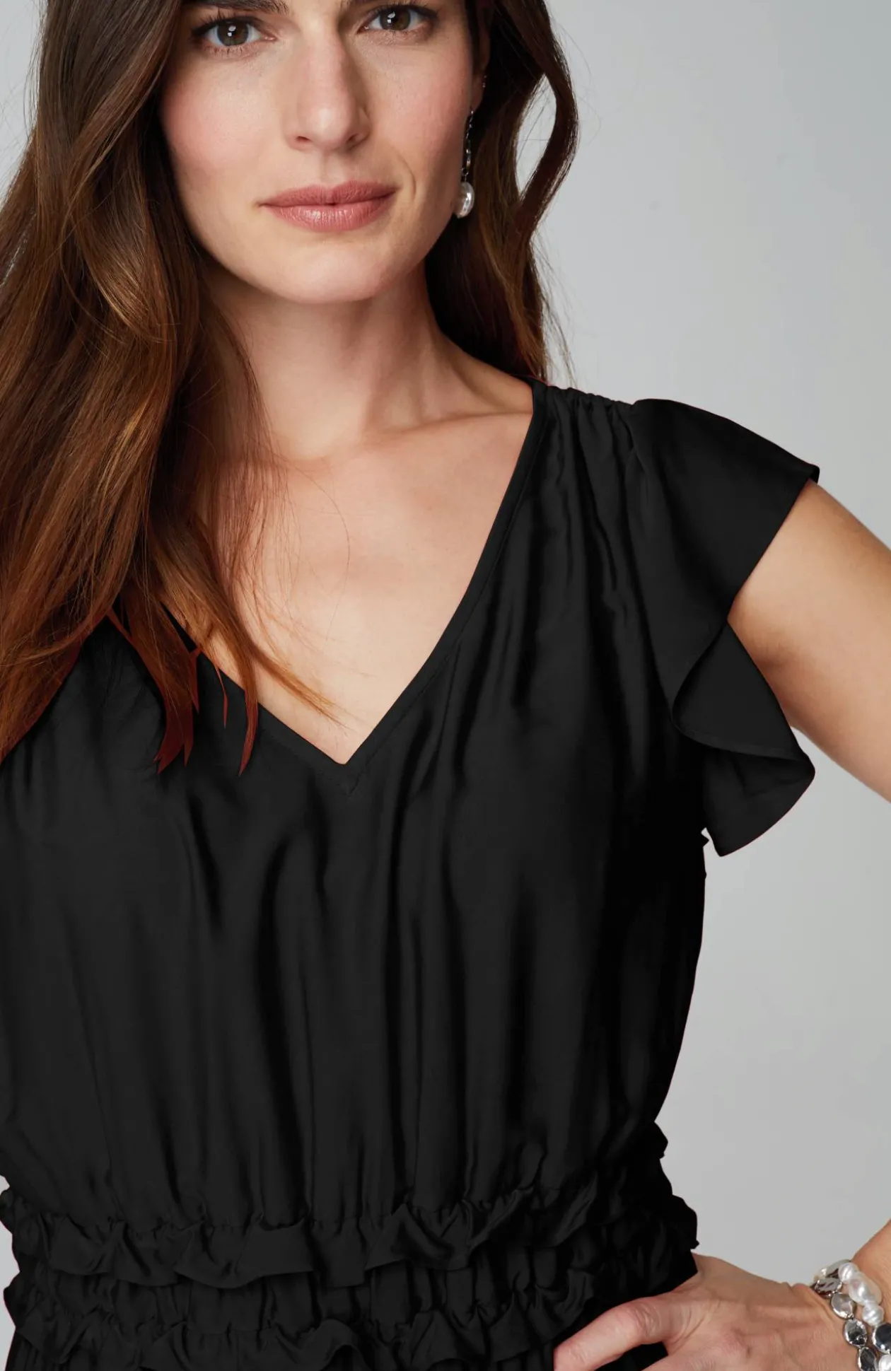 Elevated Ruffle-Trimmed Midi Dress