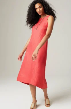 Elliptical-Hem A-Line Midi Dress