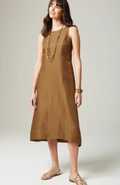 Elliptical-Hem A-Line Midi Dress