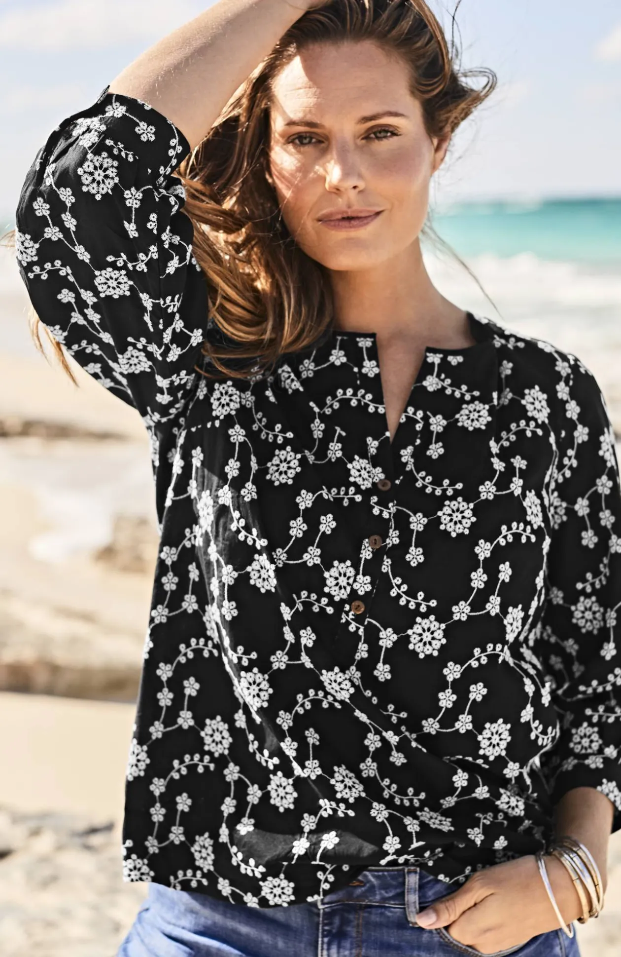 Embroidered Eyelet Popover