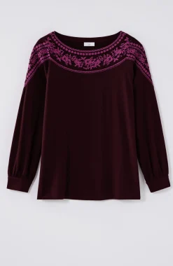 Embroidered Mixed-Media Top
