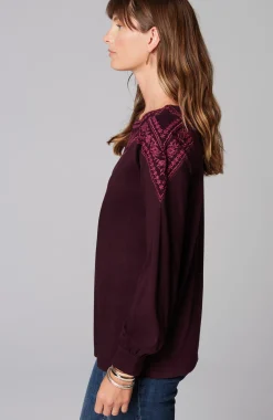 Embroidered Mixed-Media Top
