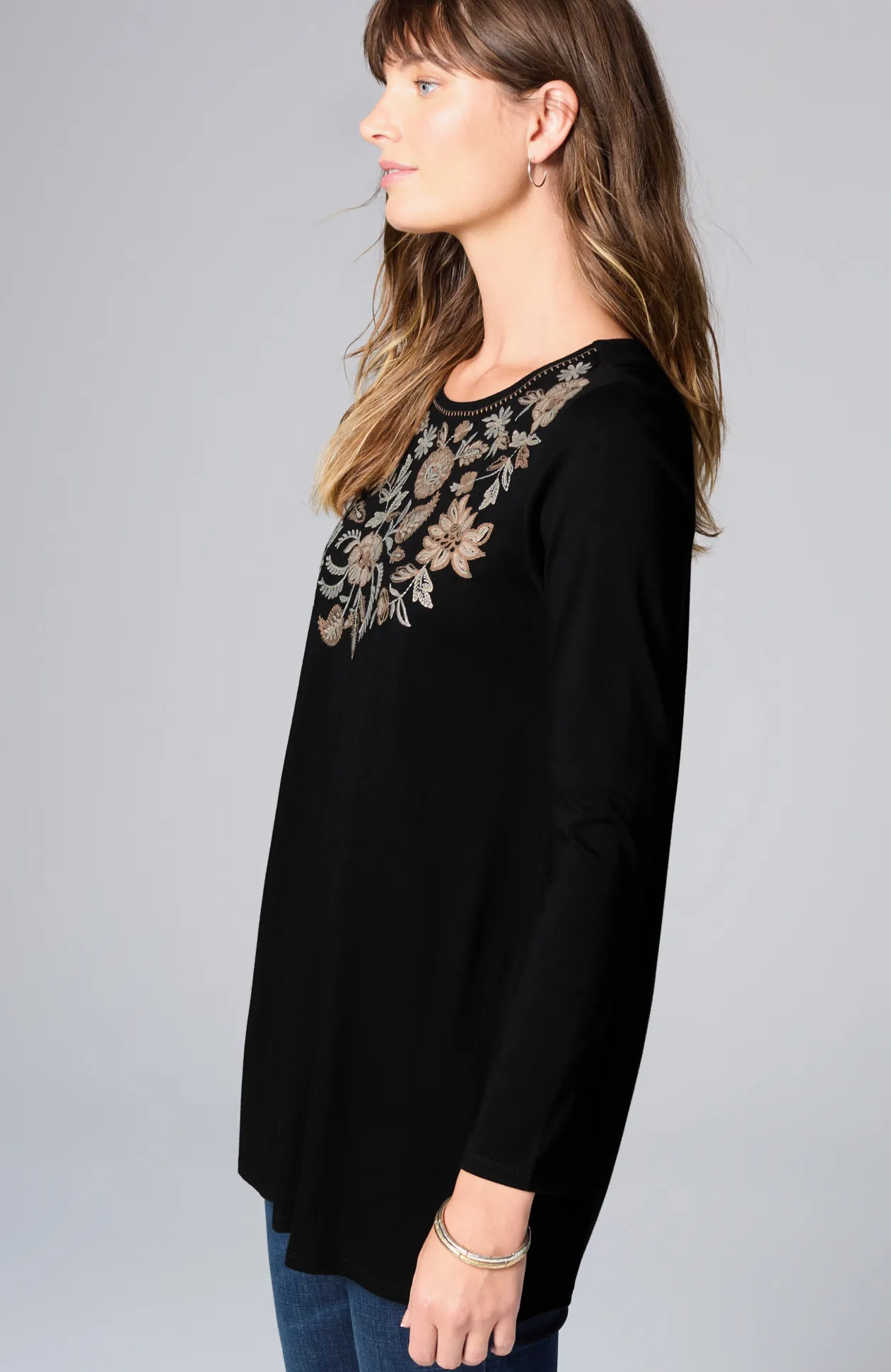 Embroidered Pleat-Back Tunic