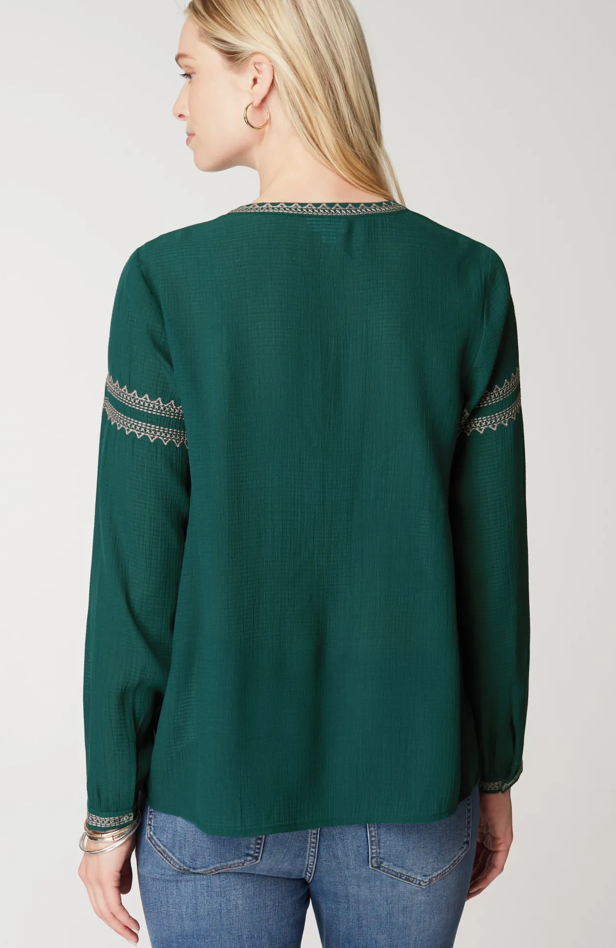 Embroidered Pullover Textured Top