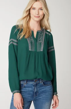 Embroidered Pullover Textured Top