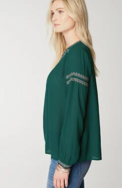 Embroidered Pullover Textured Top