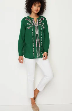 Embroidered Split-Neck Tunic