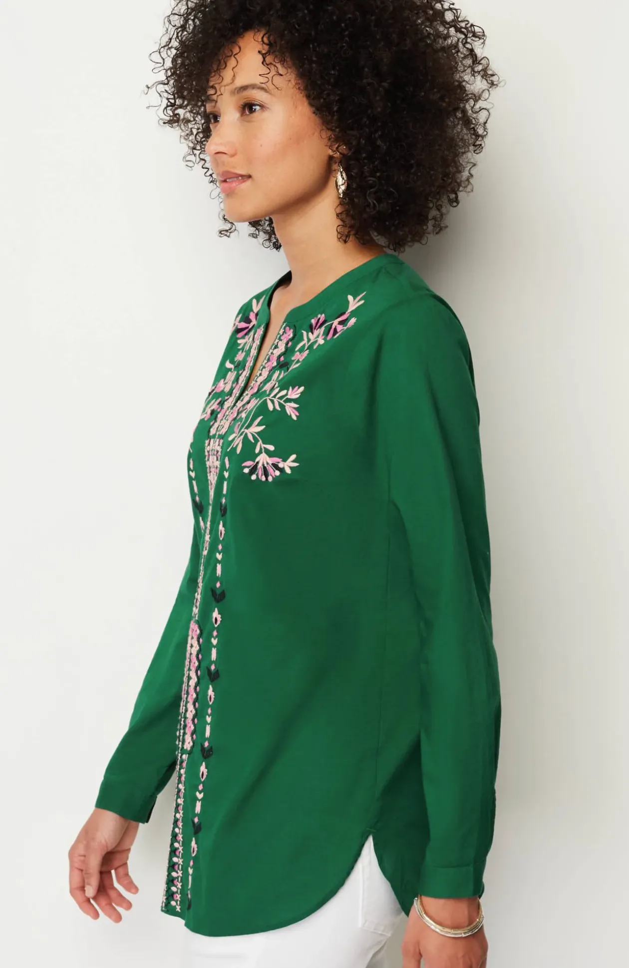 Embroidered Split-Neck Tunic