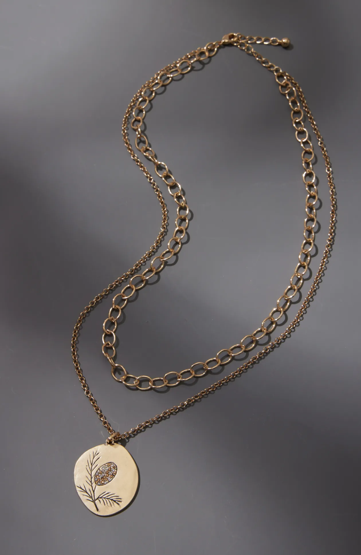 Etched Pinecone Pendant Necklace