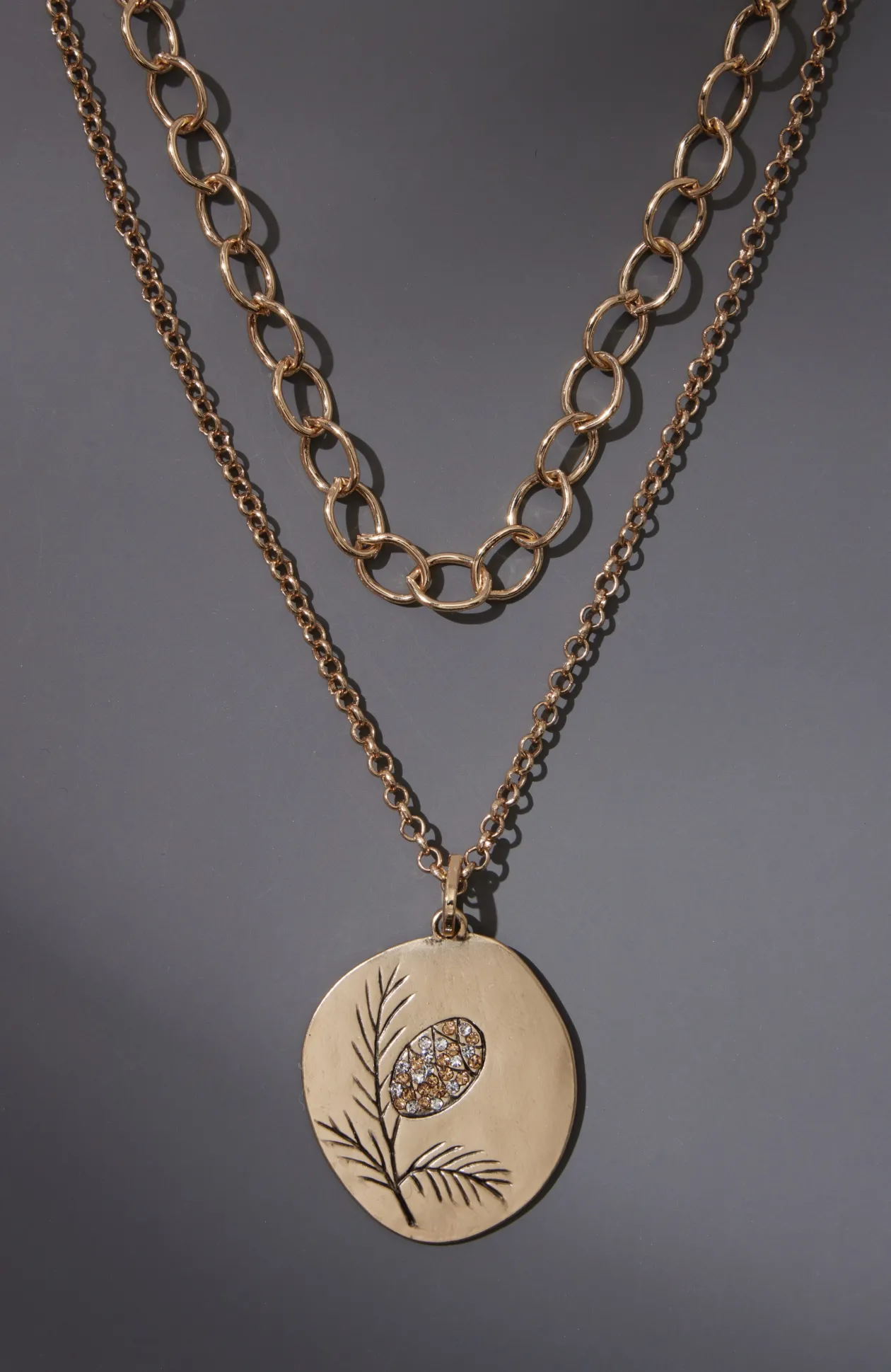 Etched Pinecone Pendant Necklace