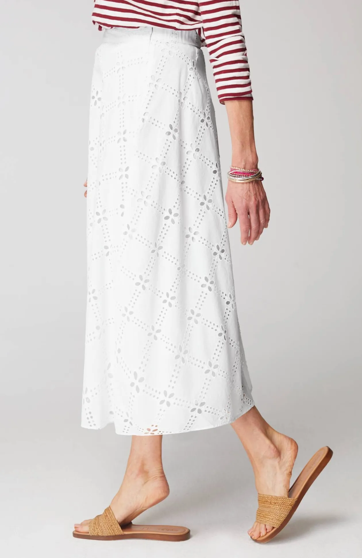 Eyelet Midi Skirt