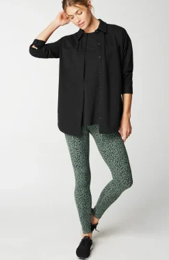 Fit French Terry Button-Front Shirt Jacket