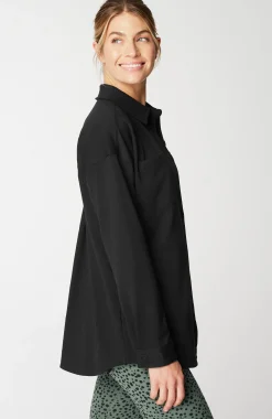 Fit French Terry Button-Front Shirt Jacket
