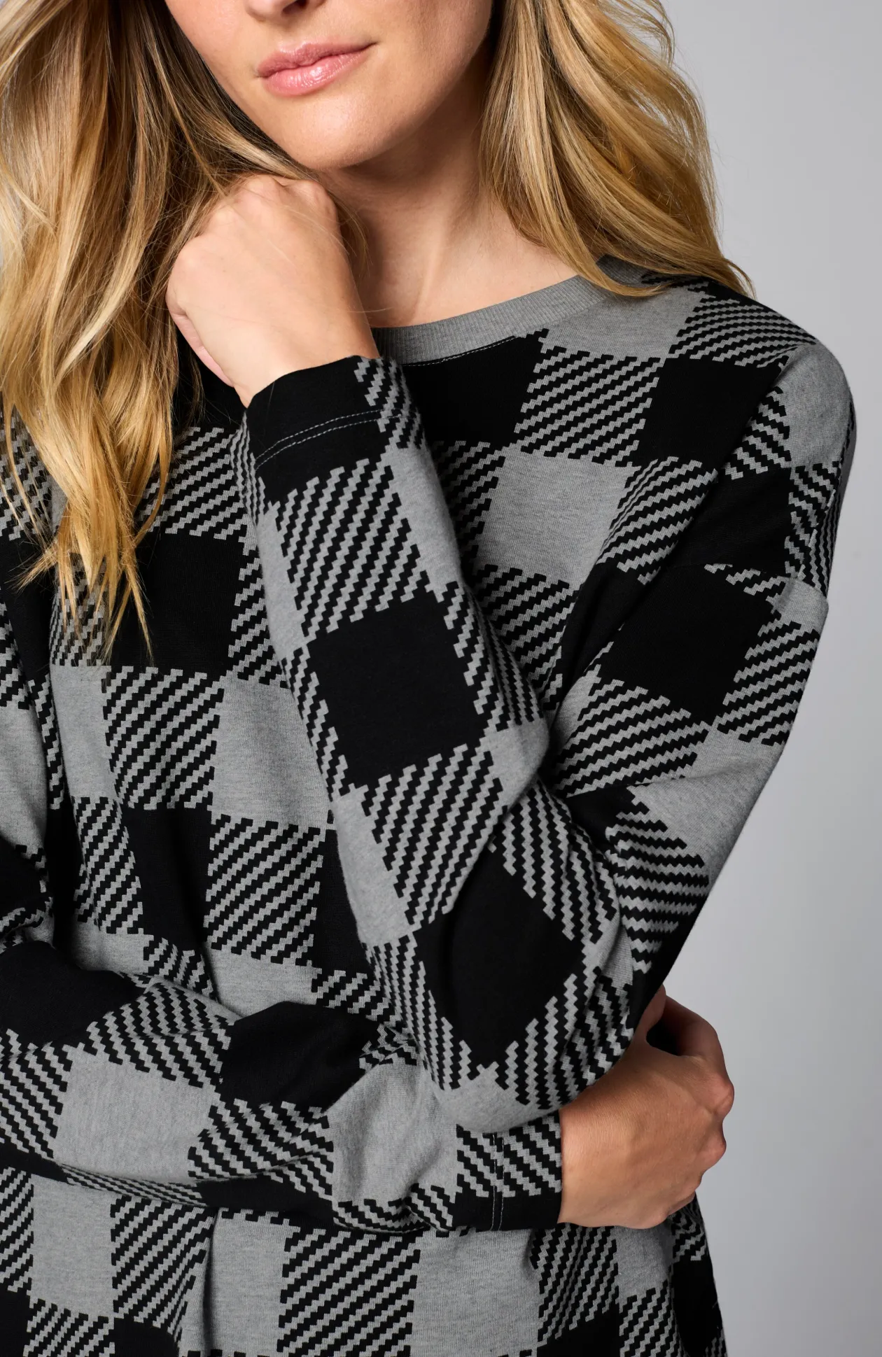 Fit French Terry Plaid Sweatshirt