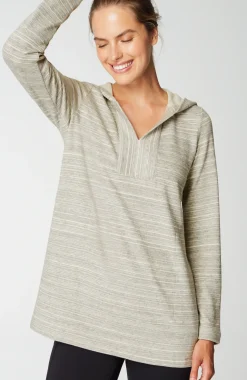 Fit Heathered-Stripes Hooded Tunic