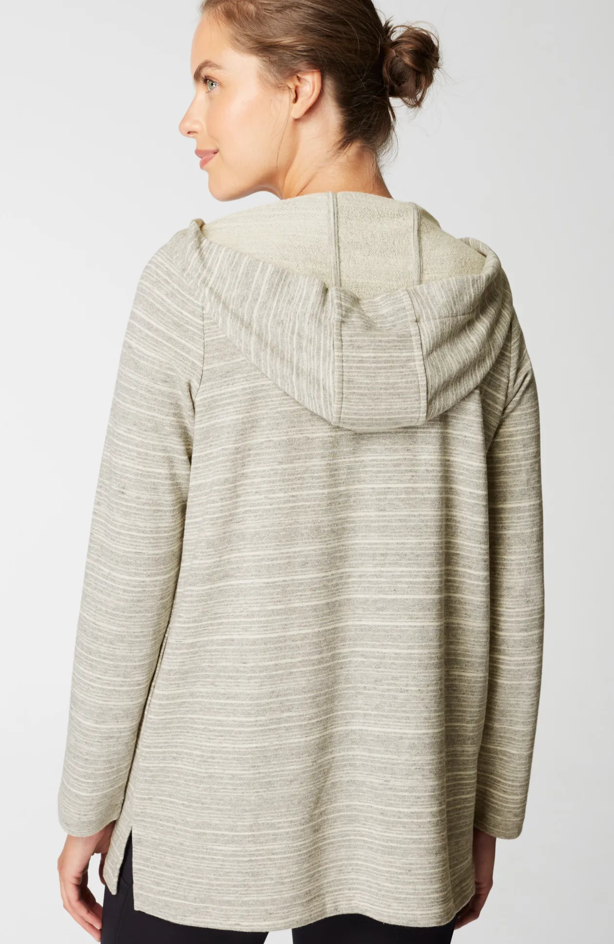 Fit Heathered-Stripes Hooded Tunic