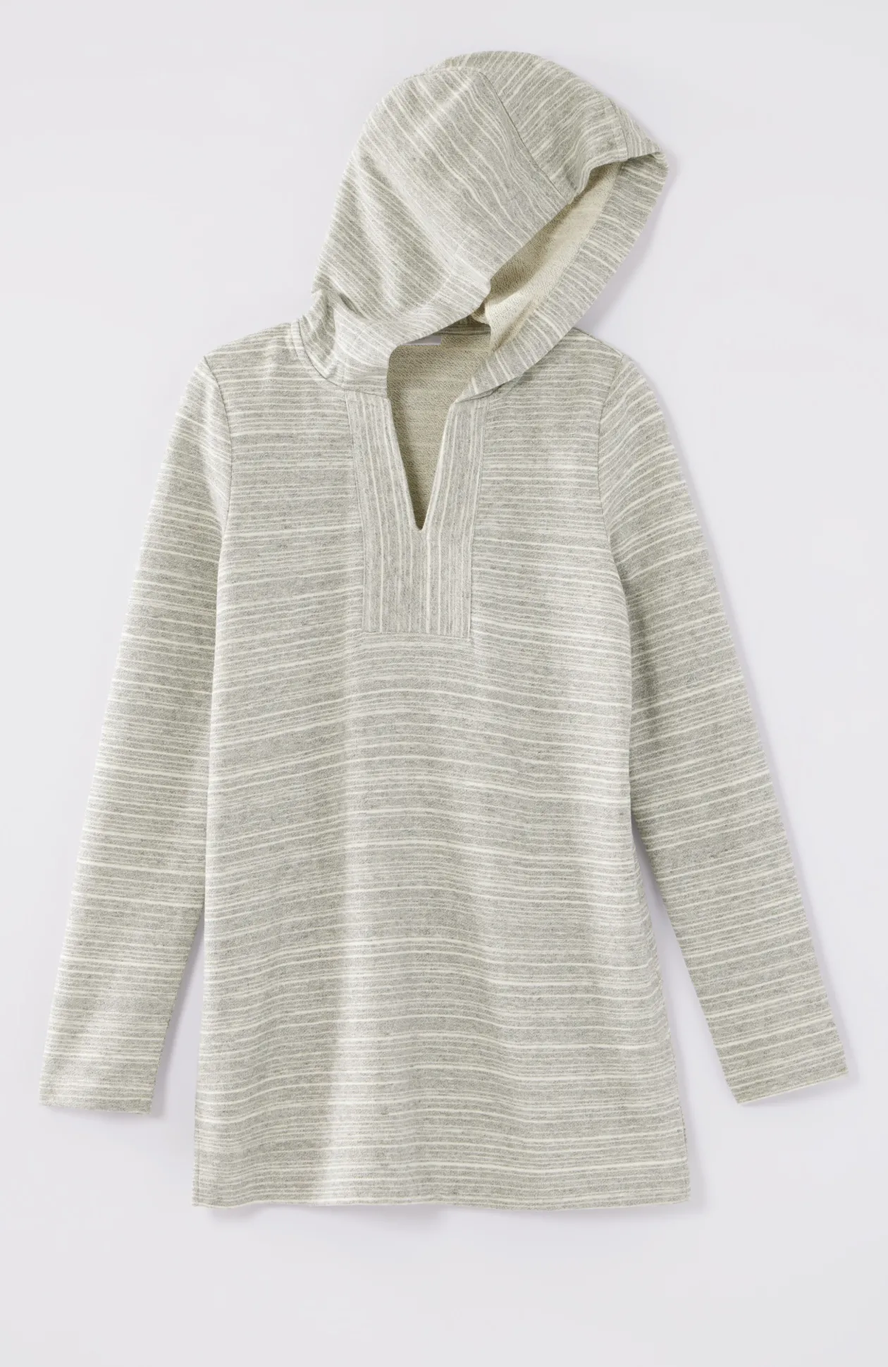 Fit Heathered-Stripes Hooded Tunic