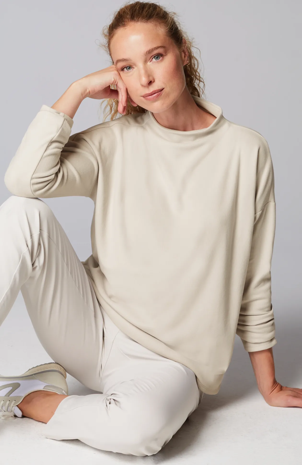 Fit Microfleece Funnel-Neck Top