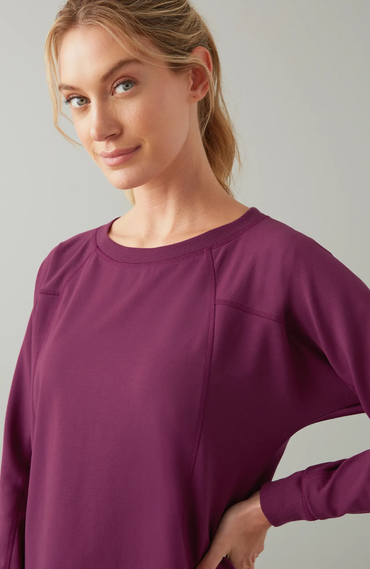 Fit Seamed Dolman-Sleeve Sweatshirt