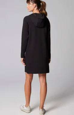 Fit Sleek Double-Knit Hooded Piped Dress