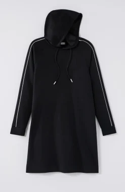 Fit Sleek Double-Knit Hooded Piped Dress