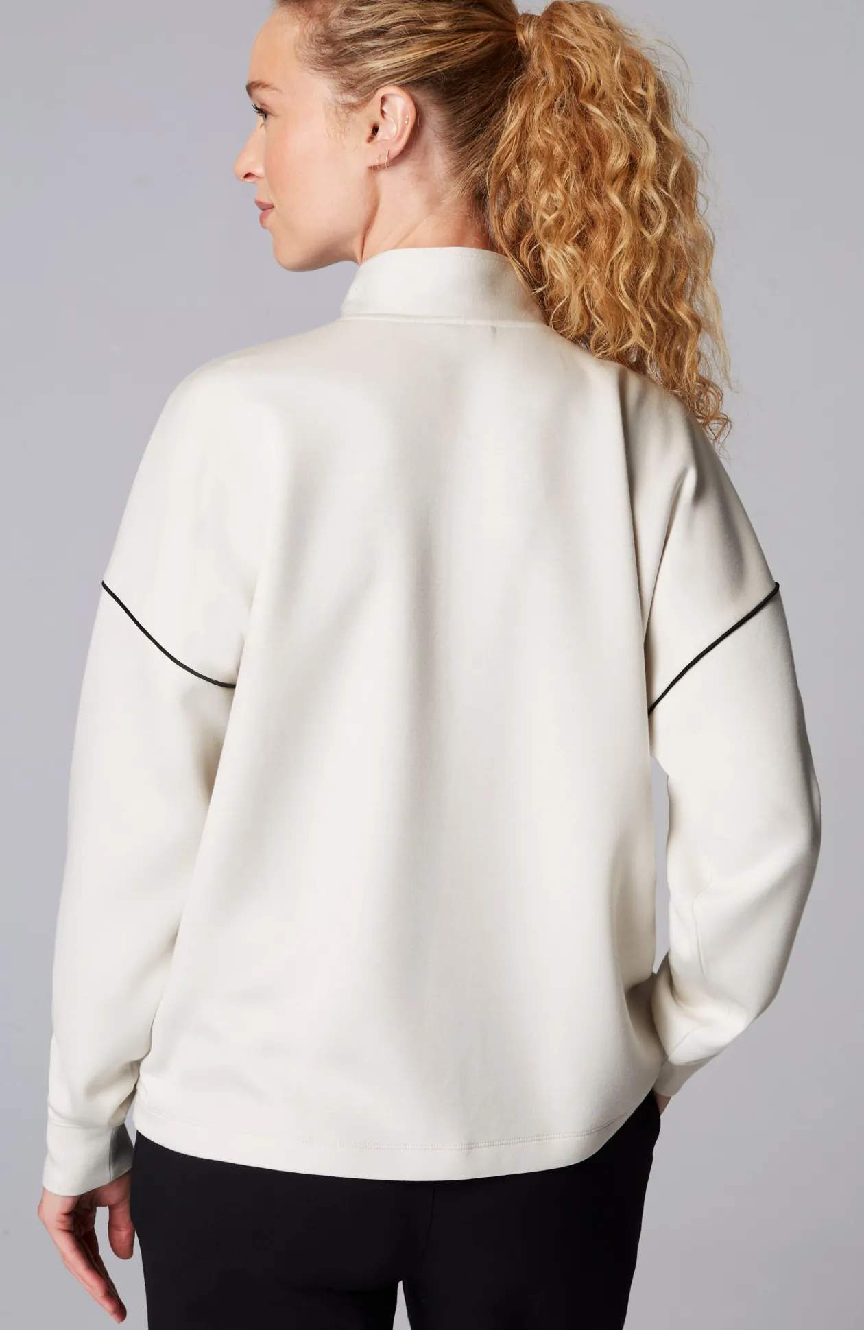 Fit Sleek Double-Knit Piped Quarter-Zip