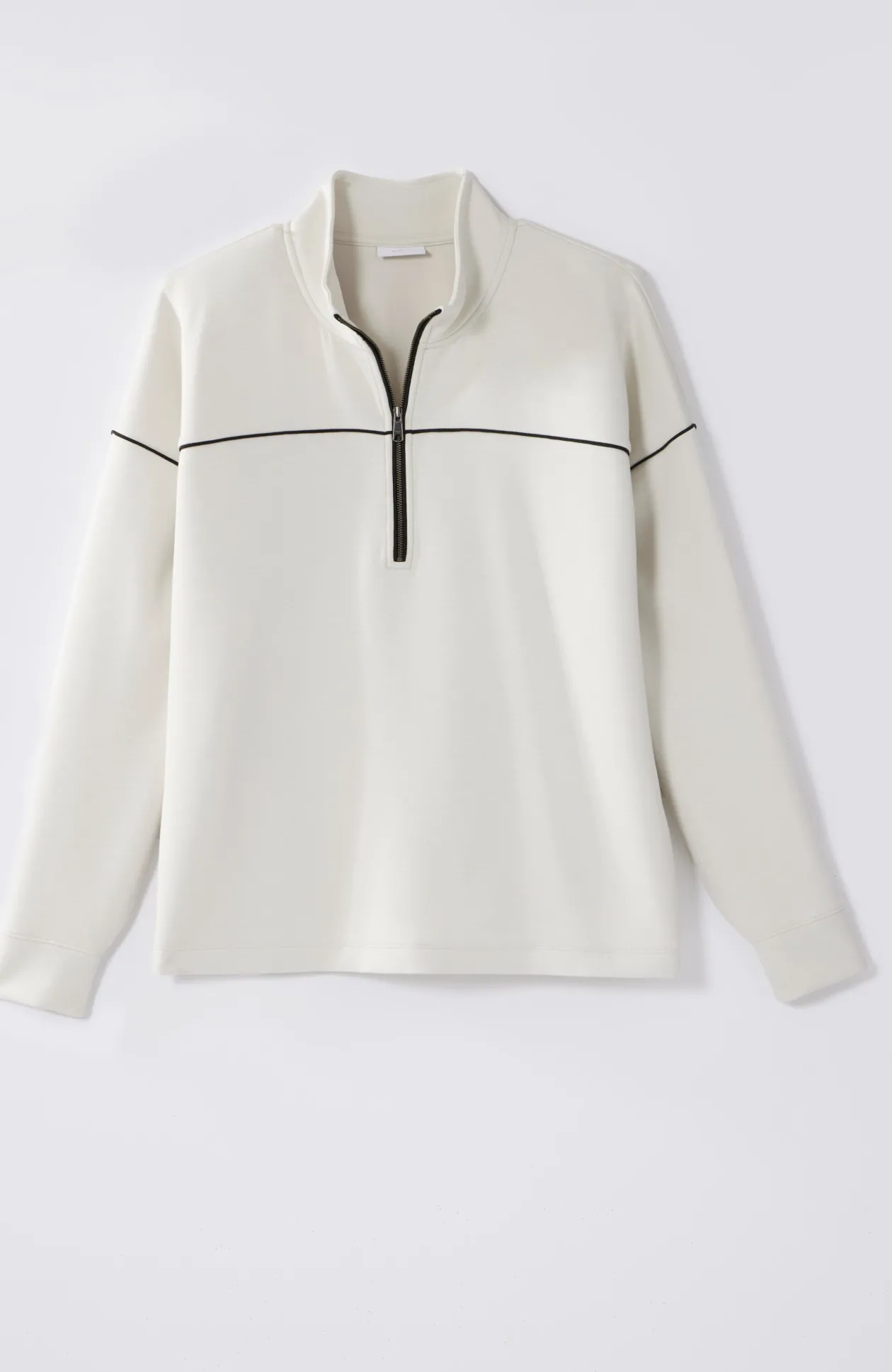 Fit Sleek Double-Knit Piped Quarter-Zip