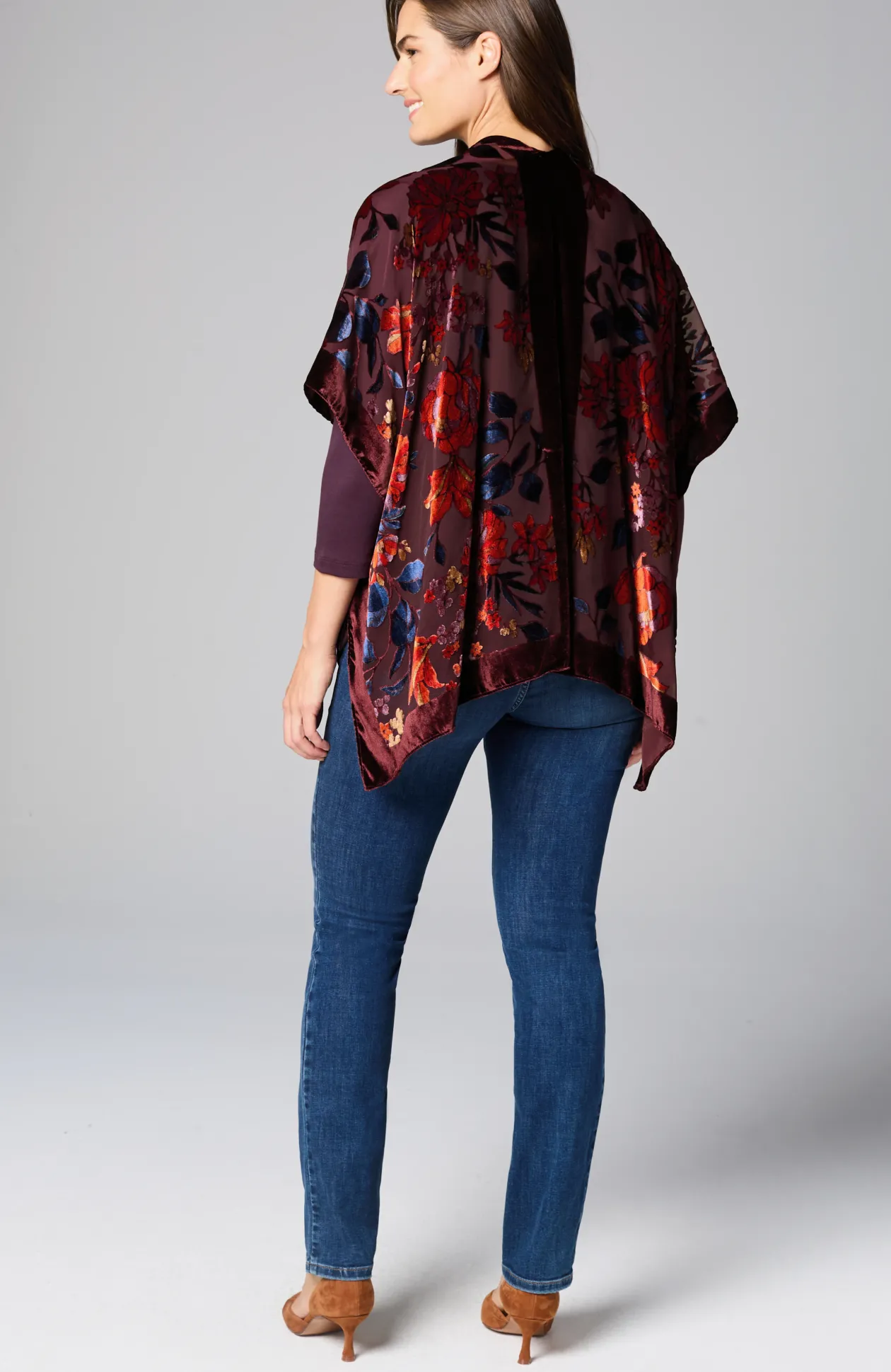 Floral Burnout Velvet Ruana