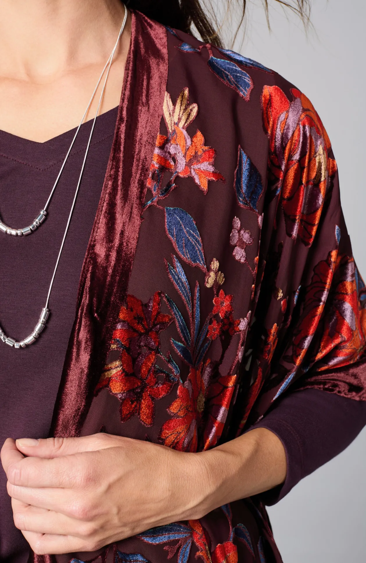Floral Burnout Velvet Ruana