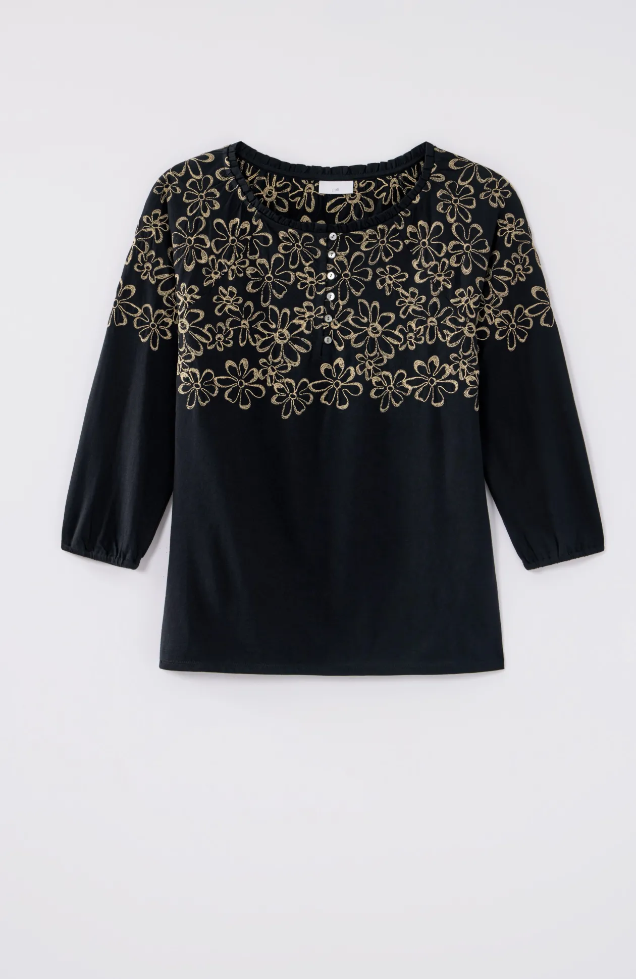 Floral-Embroidered Raglan-Sleeve Top