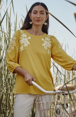 Floral-Embroidered Top