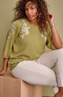 Floral-Embroidered Top
